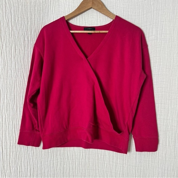 J Crew Womens Small Faux Wrap Top Textured Crepe Fuschia Pink Blouse M Medium - Picture 1 of 4